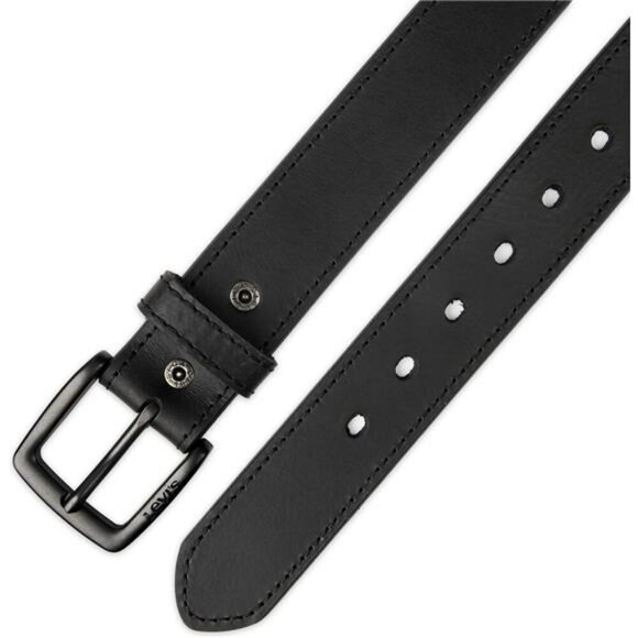 Mens Black Leather Belt Casual Jean Belt with Gunmetal Buckle Everyday Wear - Picture 5 of 7
